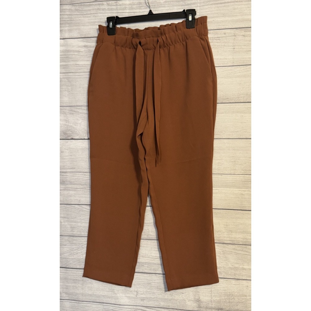 LOFT Rust Brown Paperbag Waist Trousers